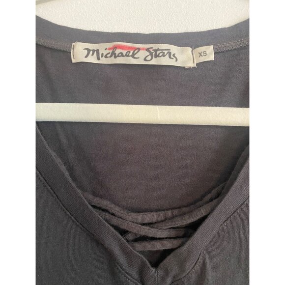 Michael Stars Women’s Charcoal V-Neck Mini Dress Size XS Cotton & Modal - Picture 2 of 4